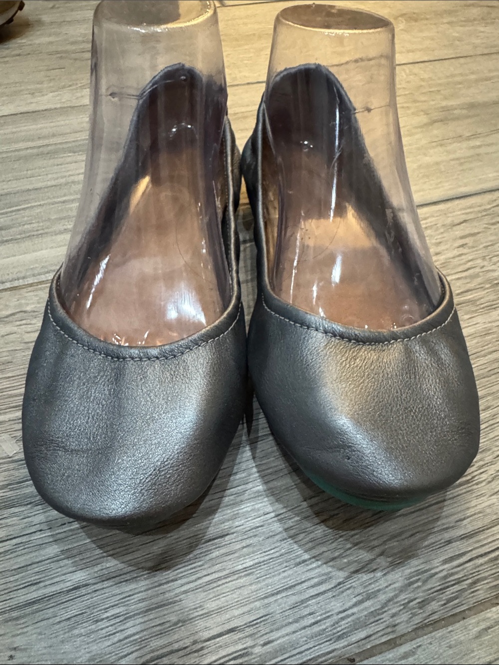 Tieks Metallic Gray Leather Ballet Flats